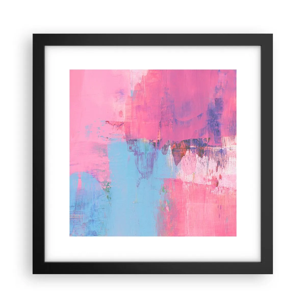 Pôster com moldura preta - Rosa, azul e uma pitada de luz - 30x30 cm