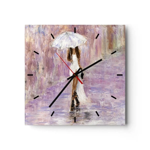 Relógio de parede - Relógio em vidro - Na chuva lilás - 30x30 cm