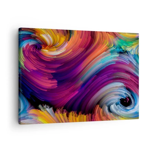 Quadro em tela - Redemoinhos abstratos em cores vibrantes - 70x50cm - O início de um novo mundo - Decoração de parede moderna para a sala de estar e quarto ARTTOR