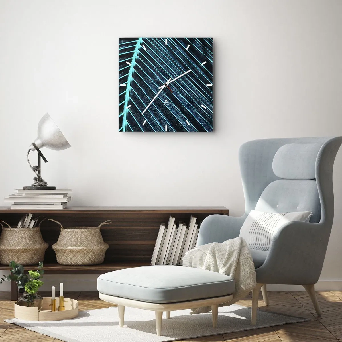 Relógio de parede - Relógio em vidro - Textura verde - 40x40 cm