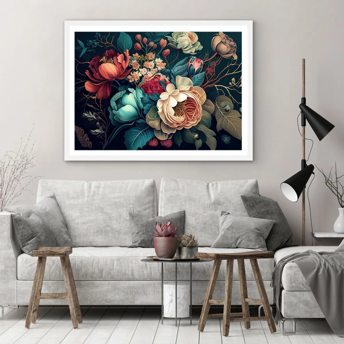 Pôster em moldura branca - Charme do século 19 - 100x70 cm