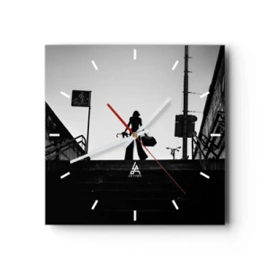 Relógio de parede - Relógio em vidro - Caminhadas urbanas - 30x30 cm