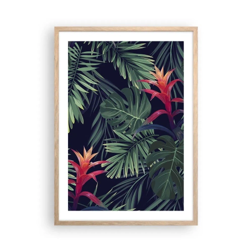 Pôster com moldura de carvalho claro - Queimar em verde - 50x70 cm