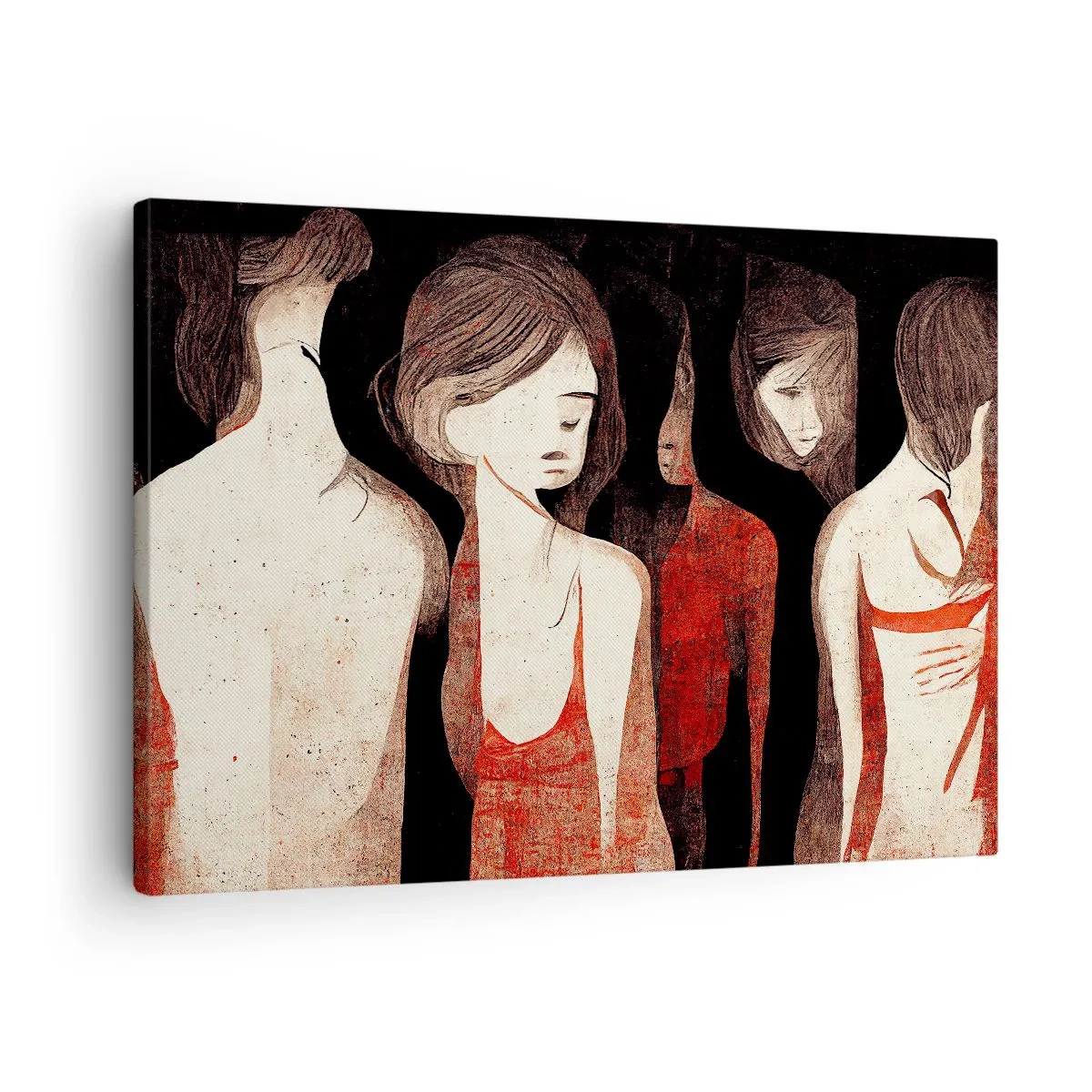 Quadro em tela - Figuras artísticas em uma composição abstrata - 70x50cm - Madonas das trevas - Decoração de parede moderna para a sala de estar e quarto ARTTOR