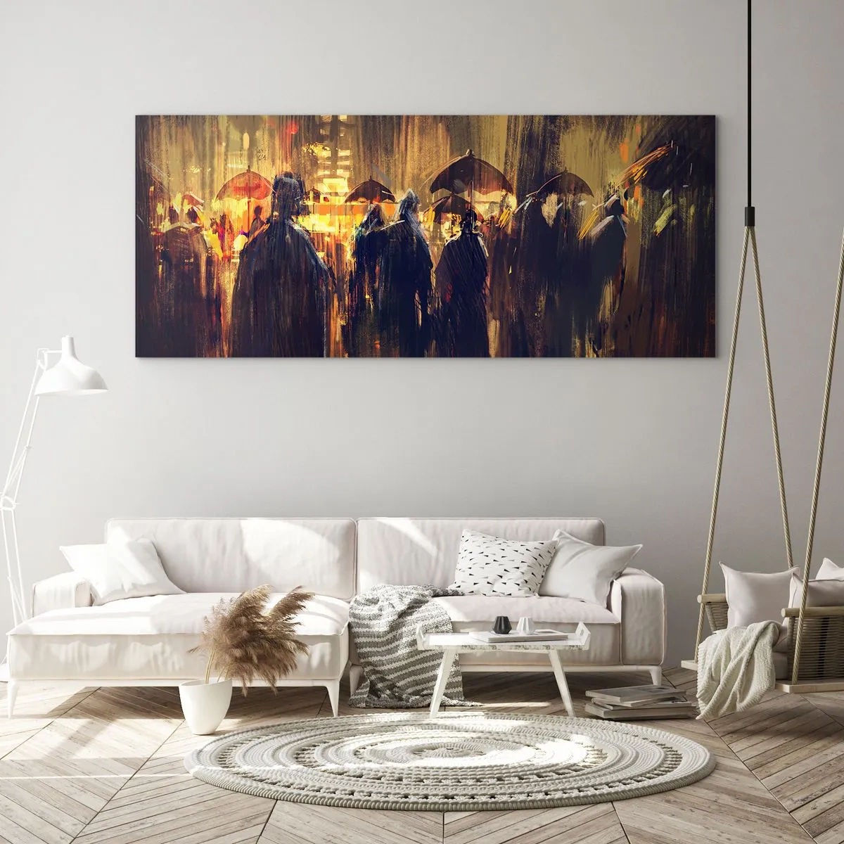 Quadro em vidro - Os seguidores da chuva - 100x40 cm
