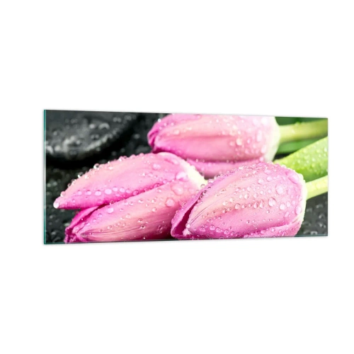 Quadro em vidro - Trio lilás três em pedra - 100x40 cm