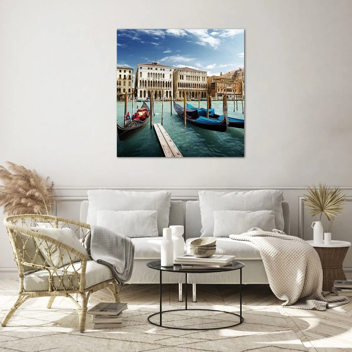 Quadro em vidro - Palácios em azul - 30x30 cm