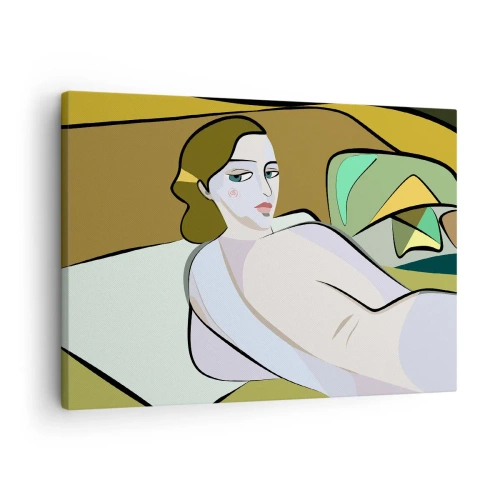 Quadro em tela - Figura abstrata em estilo moderno - 70x50cm - Retrato íntimo - Decoração de parede moderna para a sala de estar e quarto ARTTOR