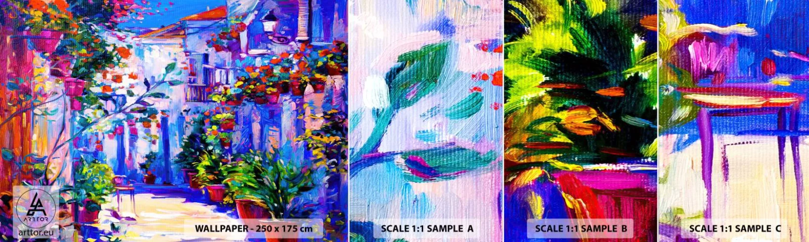 Amostra de papel de parede autocolante Deluxe Sticker - Impressão - rua italiana - Cidade, Arquitetura, Itália - 100x30 cm