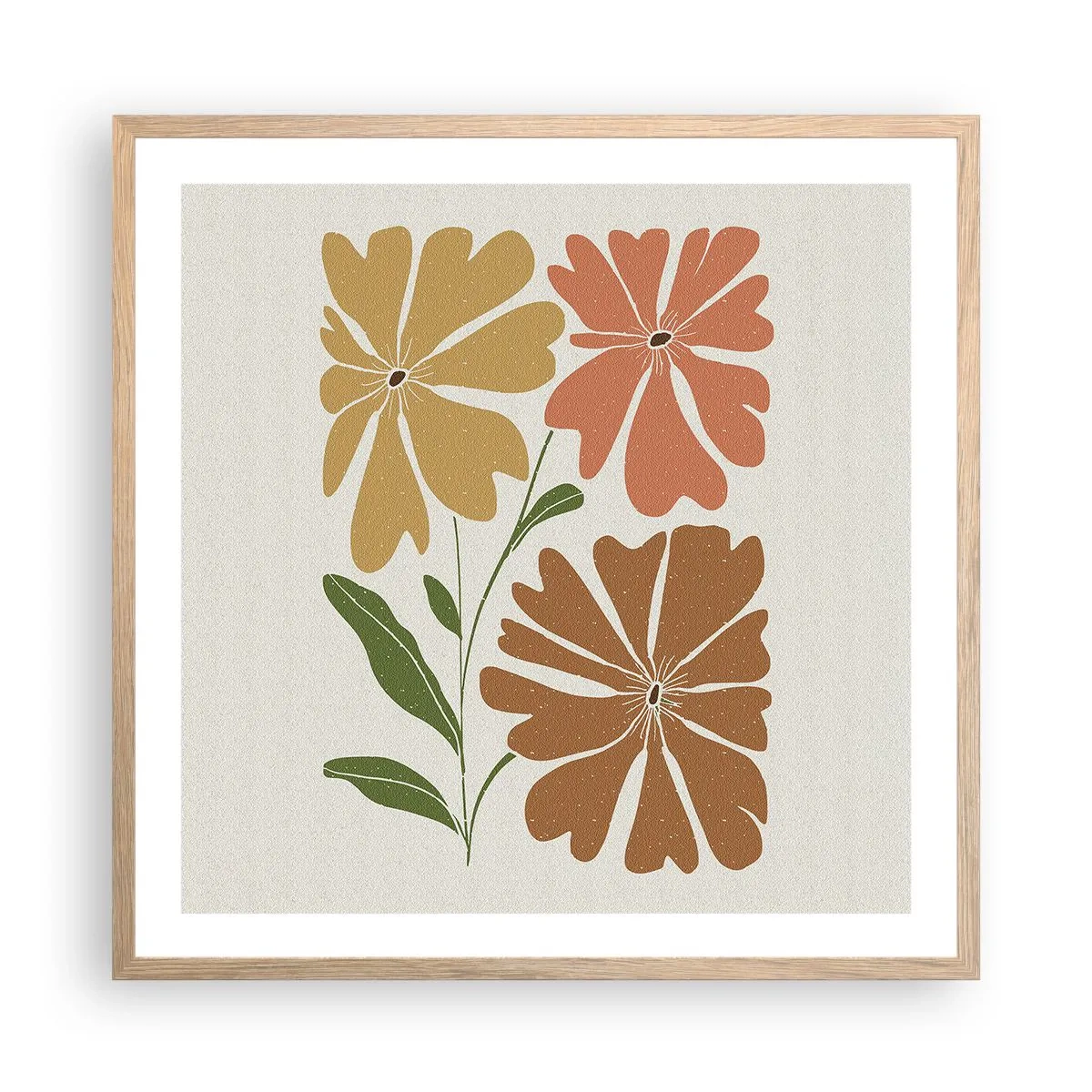 Pôster com moldura de carvalho claro - Natureza e geometria - 60x60 cm