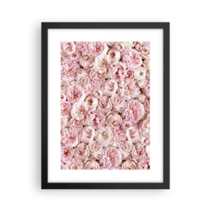 Pôster com moldura preta - Uma cama de rosas - 30x40 cm