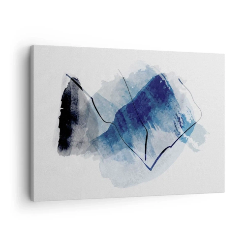 Quadro em tela - Formas abstratas em tons de azul com linhas delicadas - 70x50cm - Iceberg - Decoração de parede moderna para a sala de estar e quarto ARTTOR