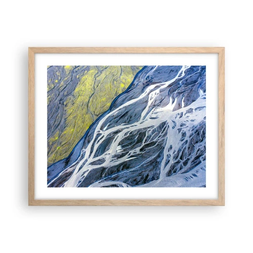 Pôster com moldura de carvalho claro - Pinturas rupestres da natureza - 50x40 cm