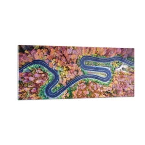 Quadro em vidro - Estrada sinuosa pela floresta - 100x40 cm