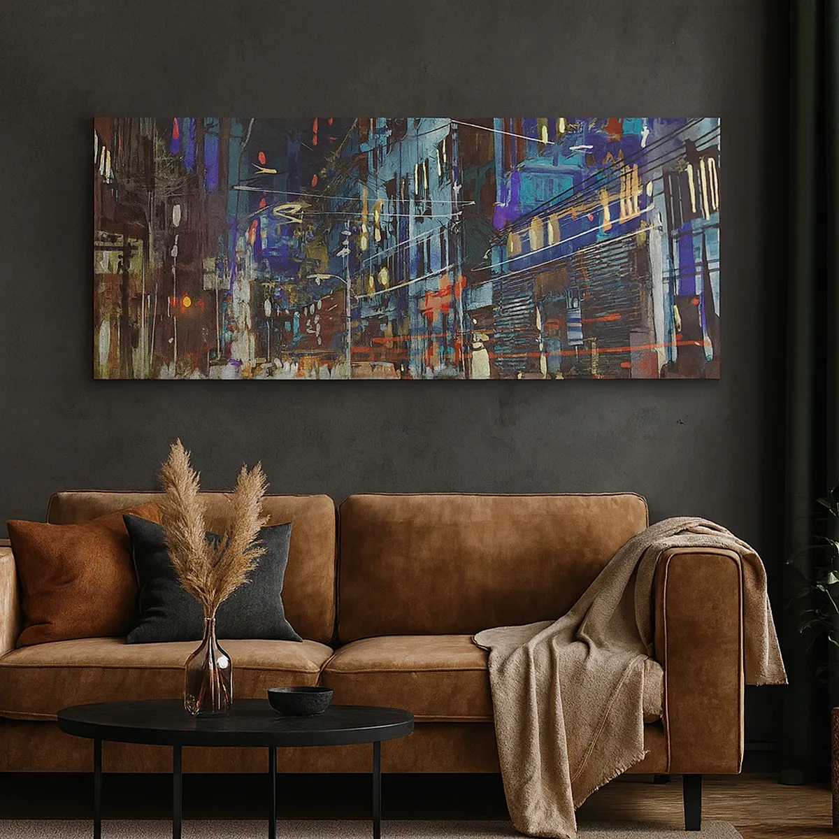 Quadro em tela - O alvoroço da rua à noite - 30x30 cm