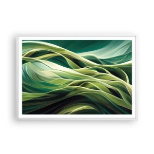 Pôster em moldura branca - Jogo verde abstrato - 100x70 cm