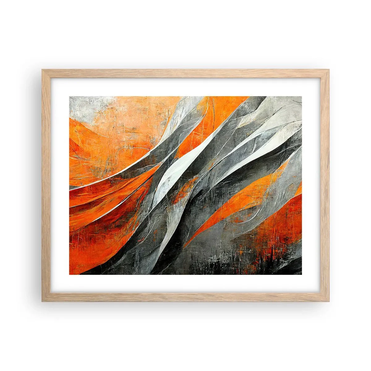 Pôster com moldura de carvalho claro - Calor e frio - 50x40 cm