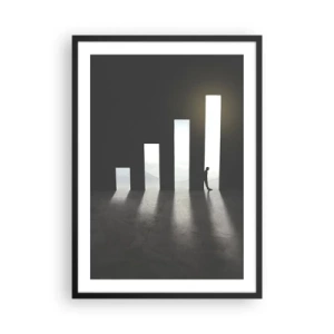 Pôster com moldura preta - Uma porta simbólica em forma de gráfico com uma figura - 50x70cm - Sucesso – impressão - Decoração de parede moderna para a sala de estar e quarto ARTTOR