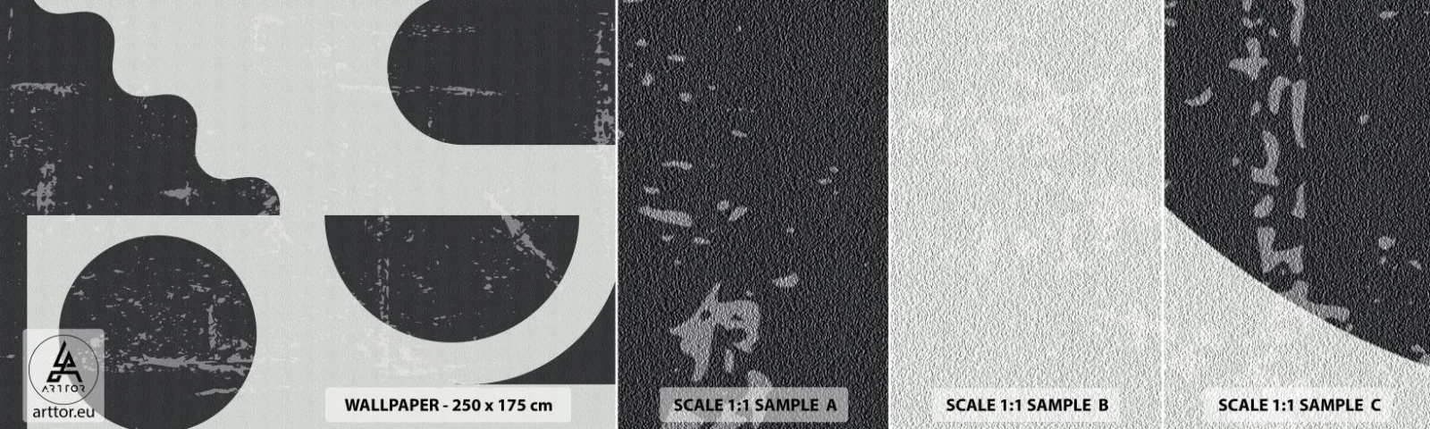 Amostra de Papel de Parede Standard Eco - Composição acima e abaixo - Abstração, Preto e branco, Idoso - 100x30 cm