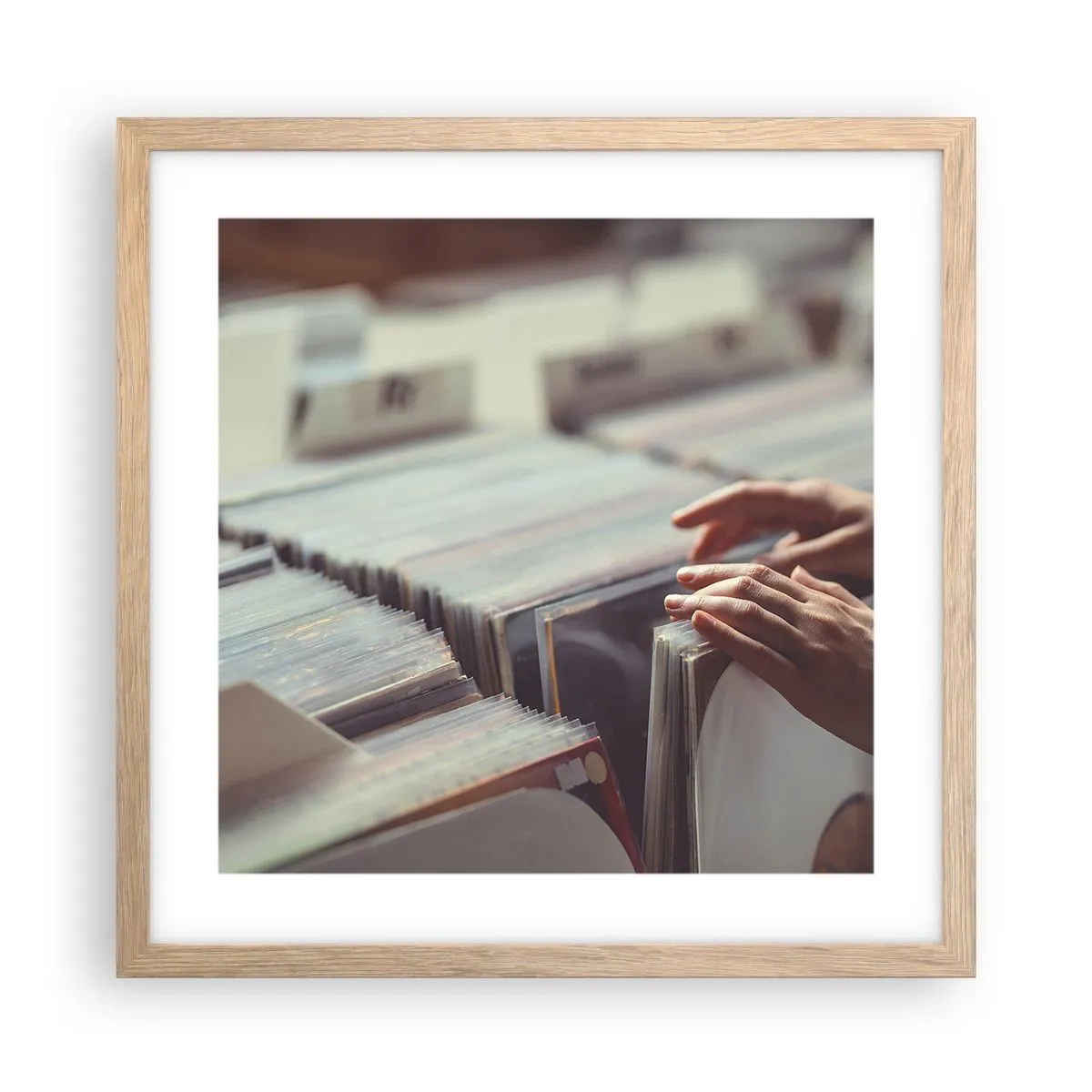 Pôster com moldura de carvalho claro - Em busca de emoções - 40x40 cm