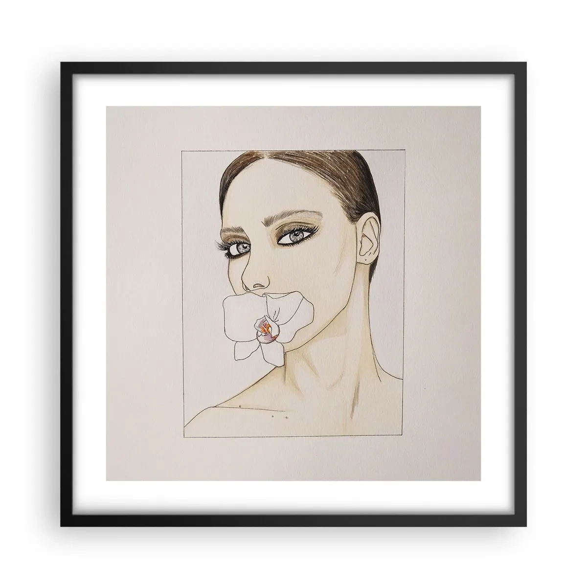 Pôster com moldura preta - Símbolo de elegância e beleza - 50x50 cm
