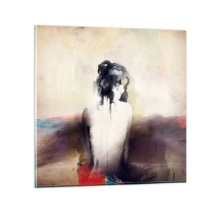 Quadro em vidro - Linhas suaves, formas ovais - 70x70 cm