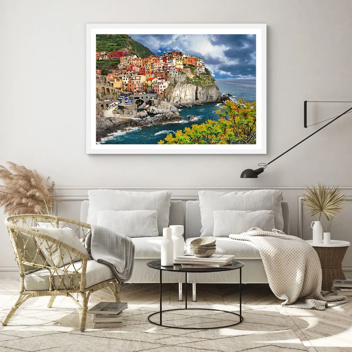 Pôster em moldura branca - Um aglomerado nas rochas - 100x70 cm