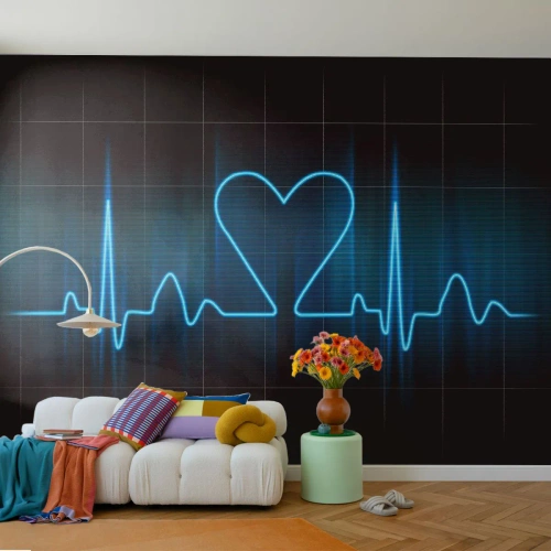 Papel de Parede Premium Sand - No ritmo do coração - Gráficos, Coração, Pedaço - 100x70 cm