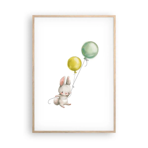 Pôster com moldura de carvalho claro - Também quero voar! - 70x100 cm