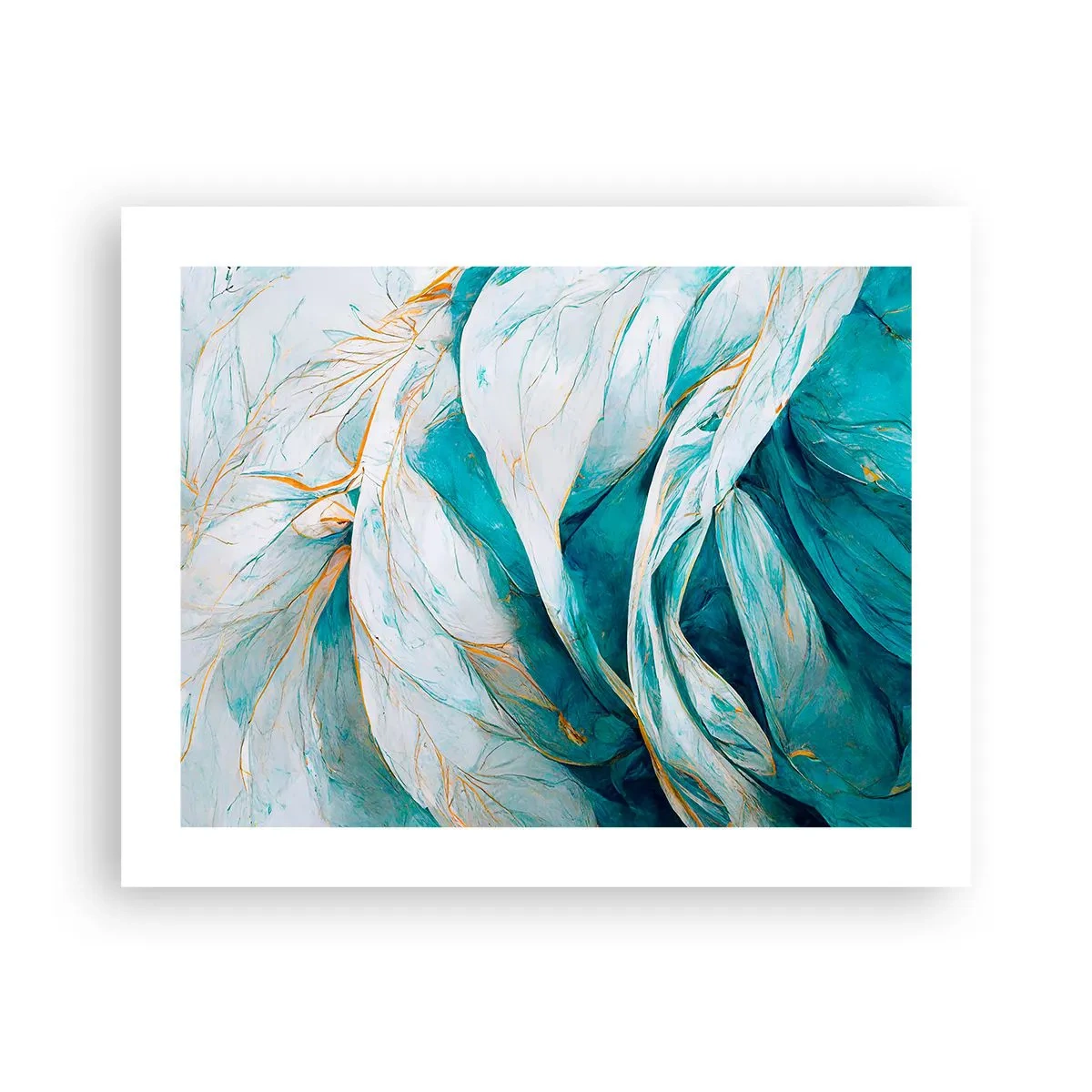 Pôster - Abstração azul com lema dourado - 50x40 cm