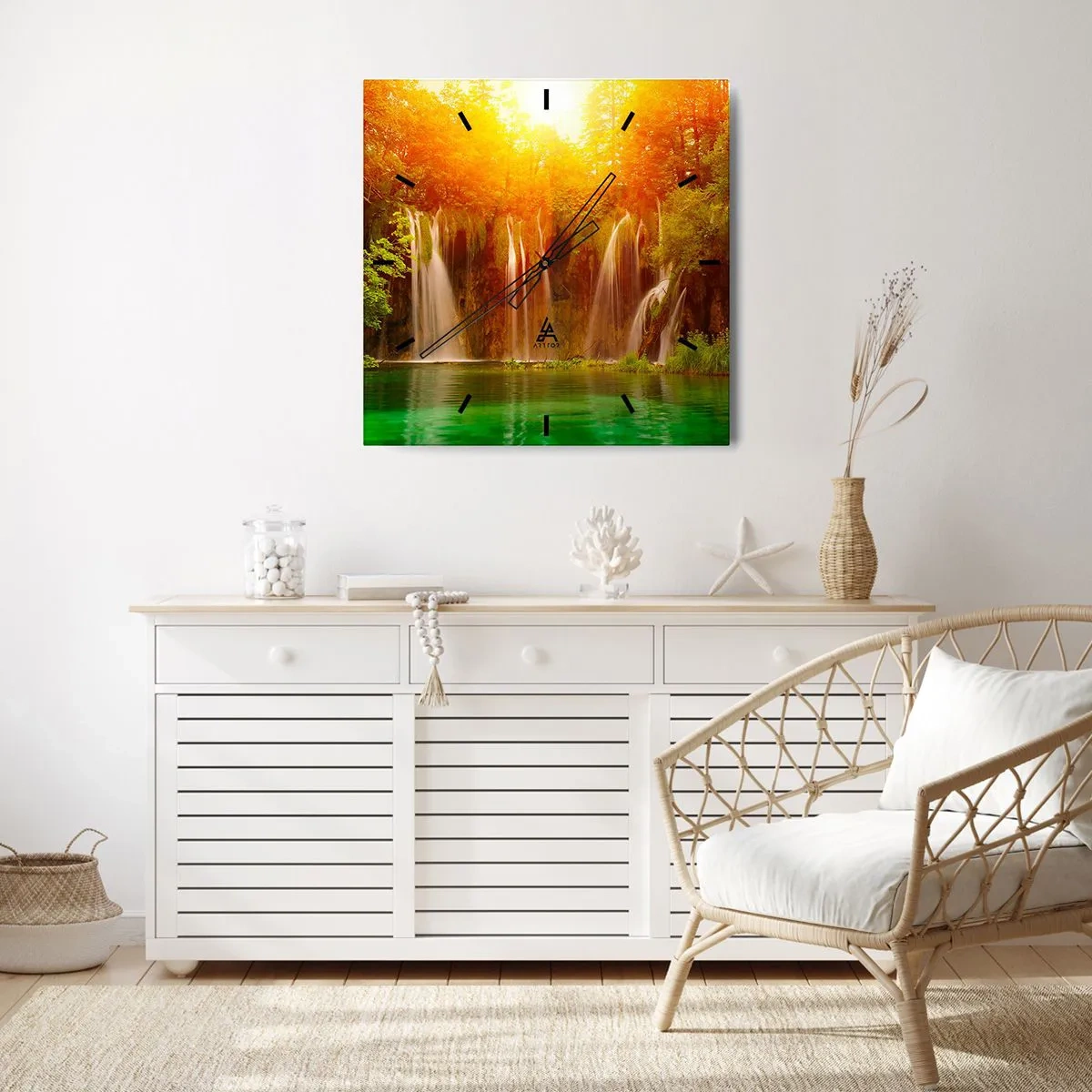 Relógio de parede - Relógio em vidro - Ao sol e à sombra - 40x40 cm