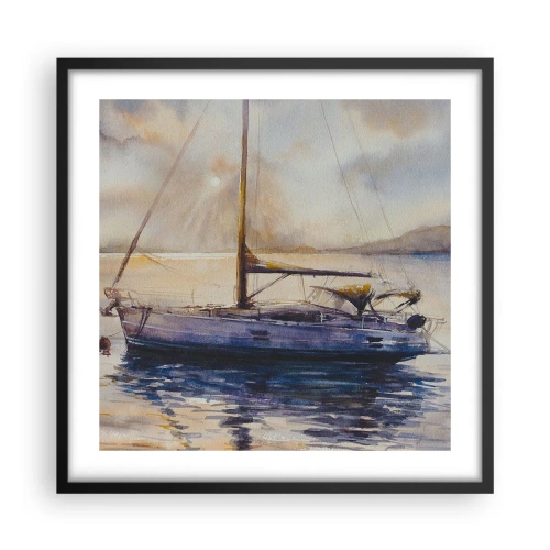 Pôster com moldura preta - Noite na baía - 50x50 cm