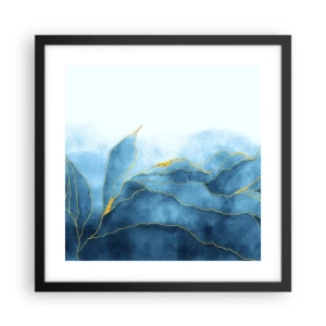 Pôster com moldura preta - Azul dourado - 40x40 cm
