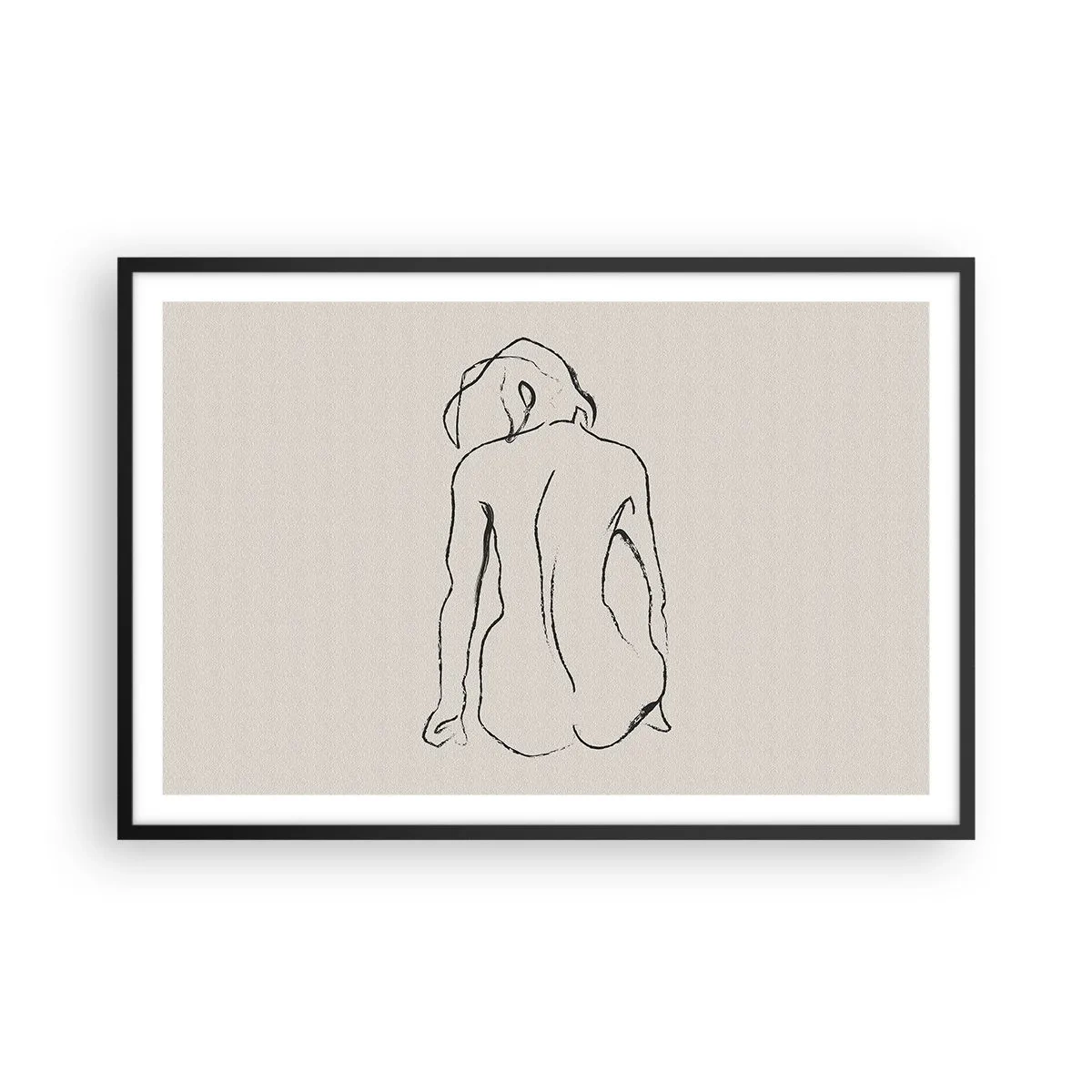 Pôster com moldura preta - Nu de rapariga - 91x61 cm