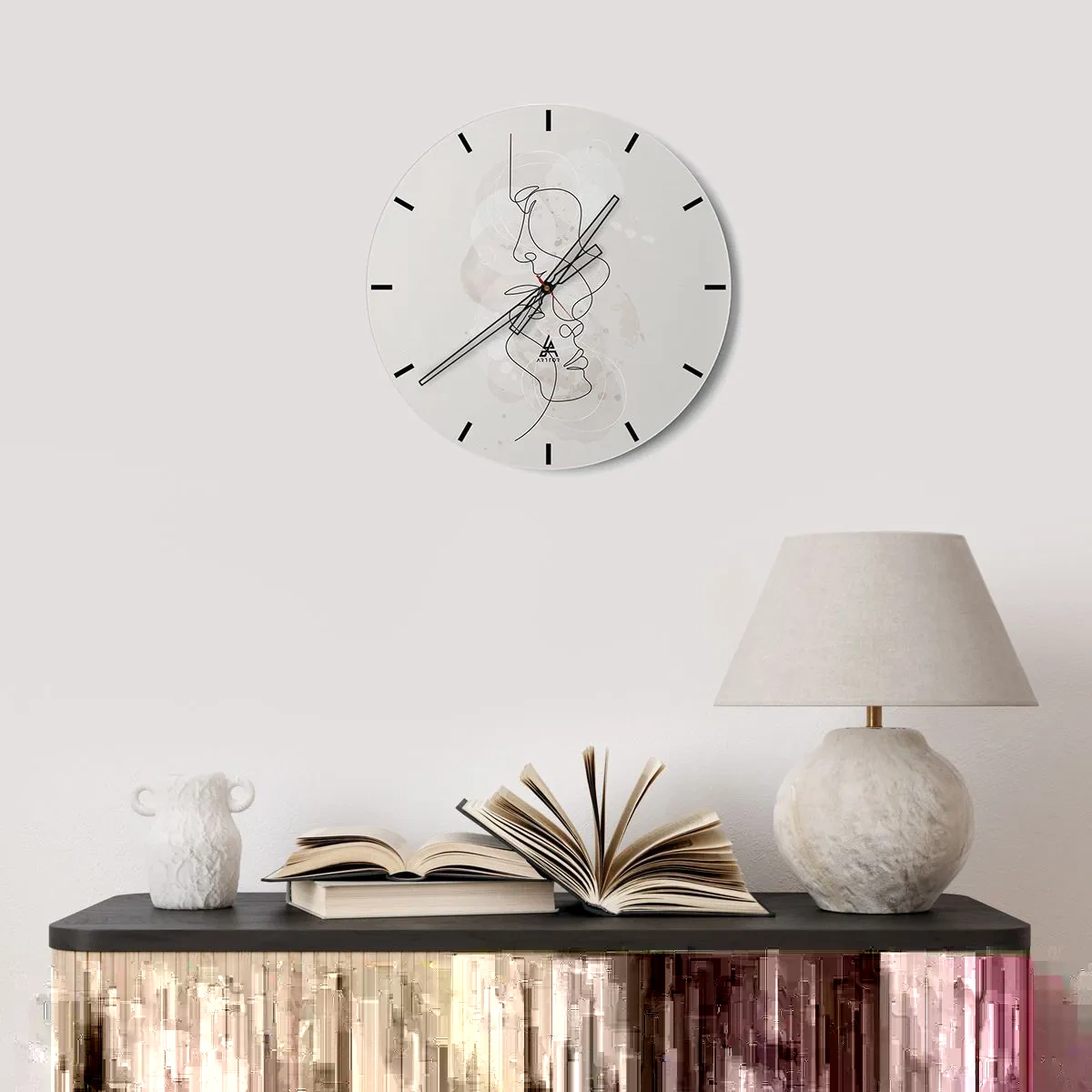 Relógio de parede - Relógio em vidro - Emaranhados num abraço - 30x30 cm