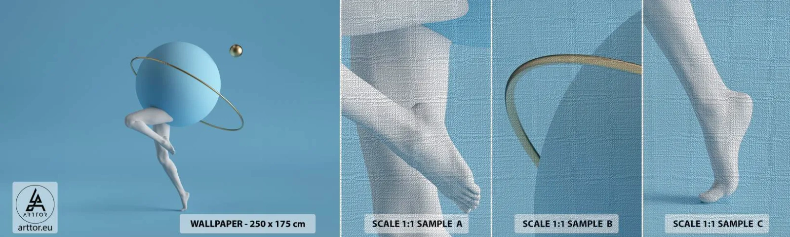 Amostra de papel de parede Premium Canvas - Planetas a enlouquecer - Abstração, Pernas, Tridimensional - 100x30 cm