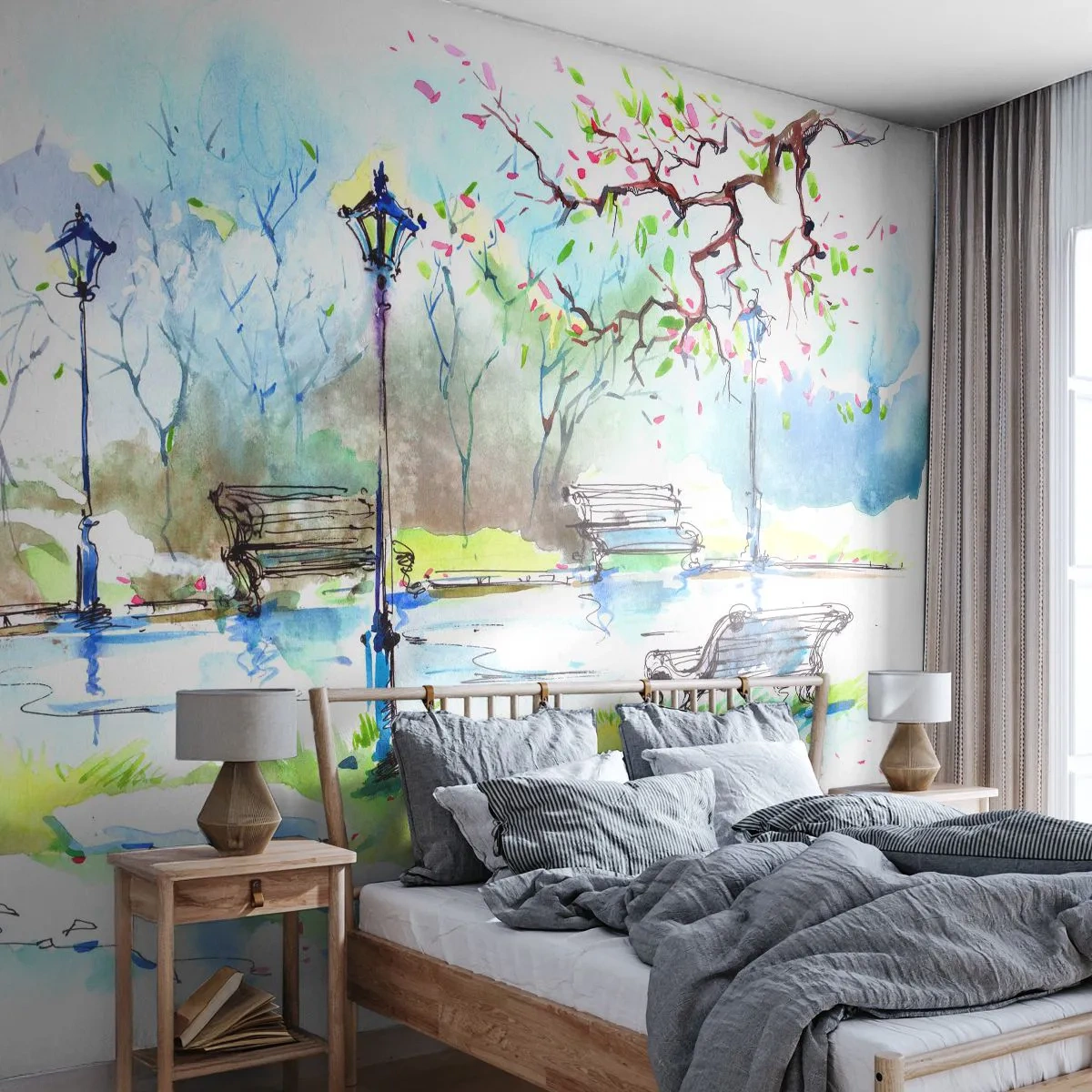 Papel de Parede Premium Canvas - O encanto do silêncio do parque - Paisagem, Parque, Beco do Parque - 350x256 cm