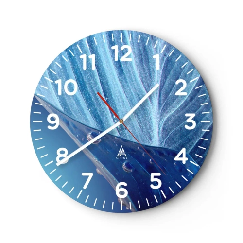 Relógio de parede - Relógio em vidro - Gotas escondidas no azul - 30x30 cm