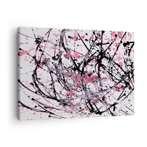 Quadro em tela - Padrão abstrato em tons de rosa, preto e branco - 70x50cm - A natureza fugaz da vida - Decoração de parede moderna para a sala de estar e quarto ARTTOR