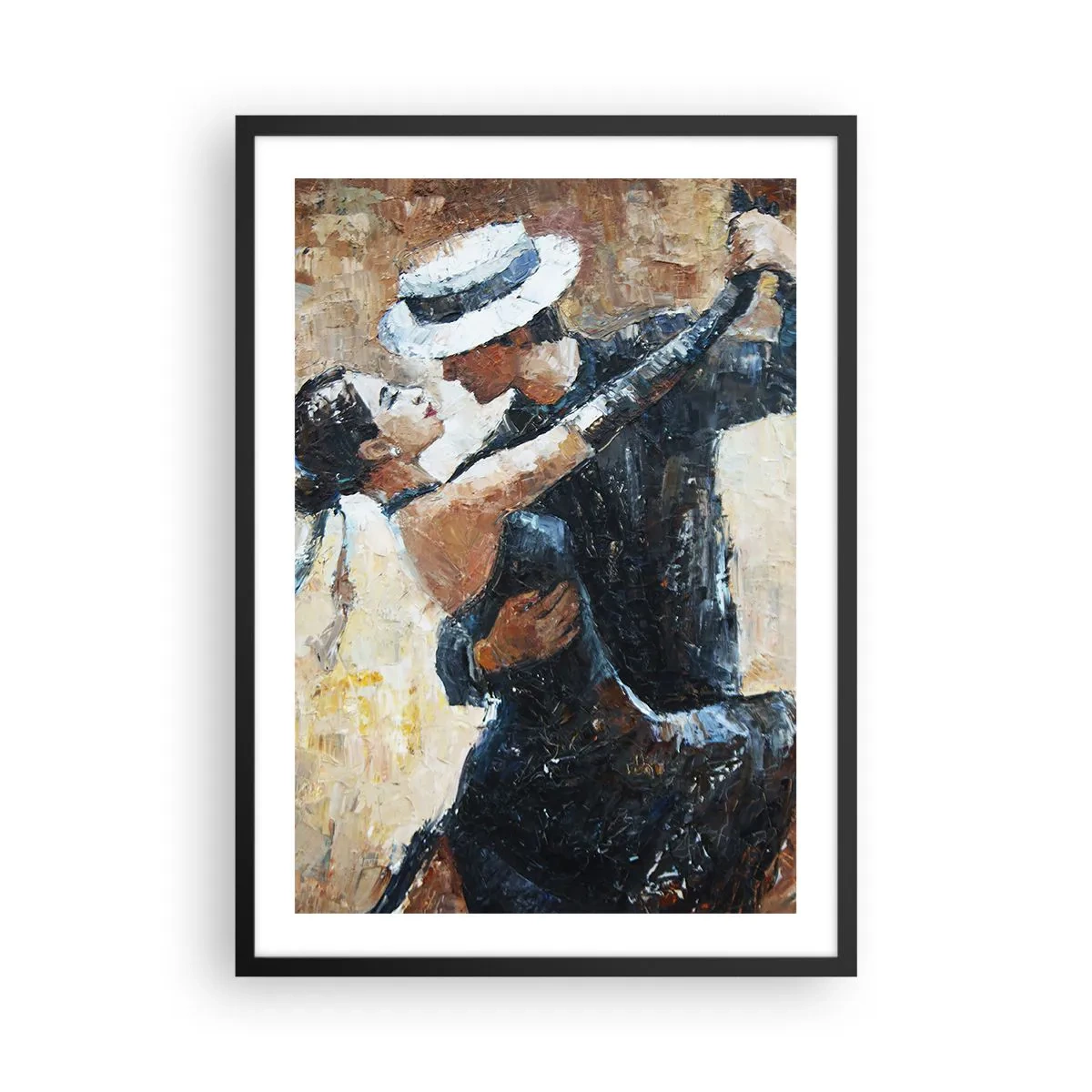 Pôster com moldura preta - Dançarinos em uma pose artística elegante - 50x70cm - A la Rudolf Valentino - Decoração de parede moderna para a sala de estar e quarto ARTTOR