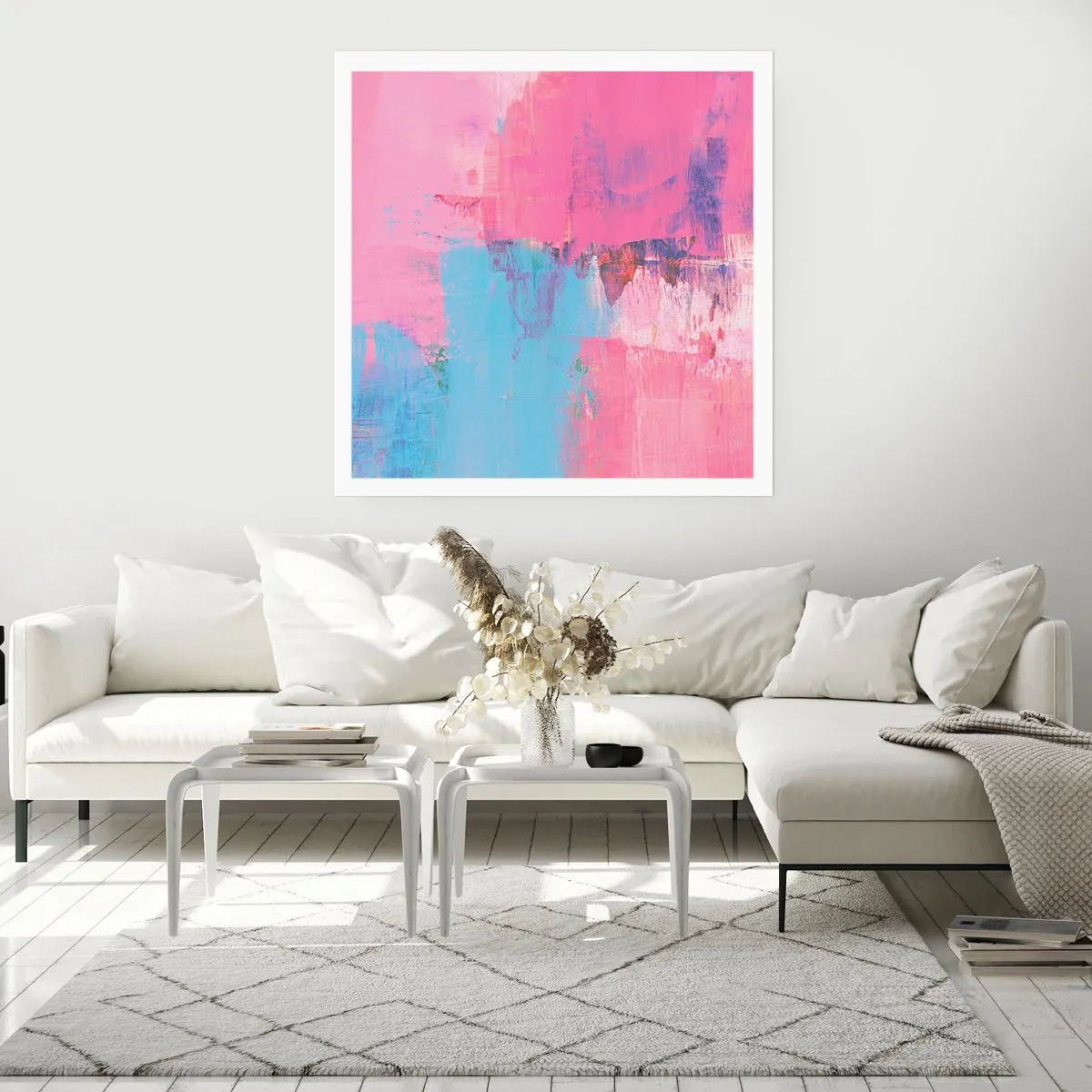Pôster - Rosa, azul e uma pitada de luz - 60x60 cm