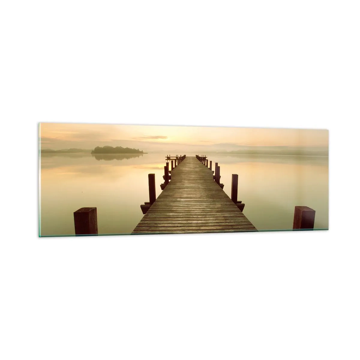 Quadro em vidro - Antes do amanhecer, nascer do sol, luz - 90x30 cm