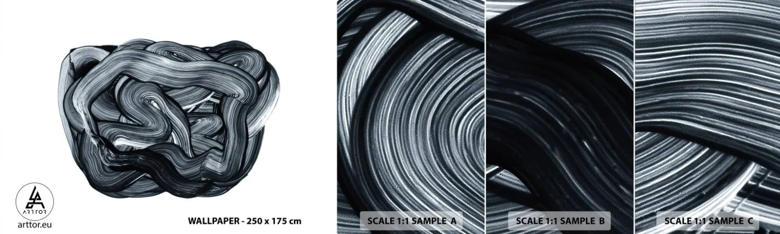 Amostra de Papel de Parede Standard Eco - Não é assim tão simples - Abstração, Gráficos, Preto e branco - 100x30 cm