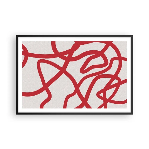 Pôster com moldura preta - Vermelho em branco - 91x61 cm