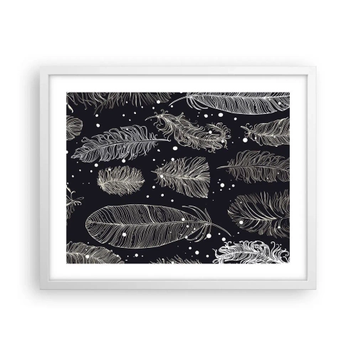Pôster em moldura branca - Rendas de penas - 50x40 cm