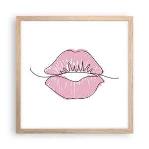 Pôster com moldura de carvalho claro - Pronto para beijar? - 40x40 cm