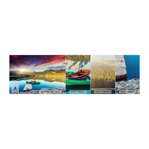 Amostra de papel de parede Premium Sand - Sobre a água tão lisa como um espelho - Paisagem, Montanhas, Floresta - 100x30 cm