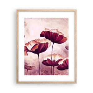 Pôster com moldura de carvalho claro - Pétala vermelha e branca - 40x50 cm