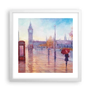 Pôster em moldura branca - Um dia de outono em Londres - 40x40 cm