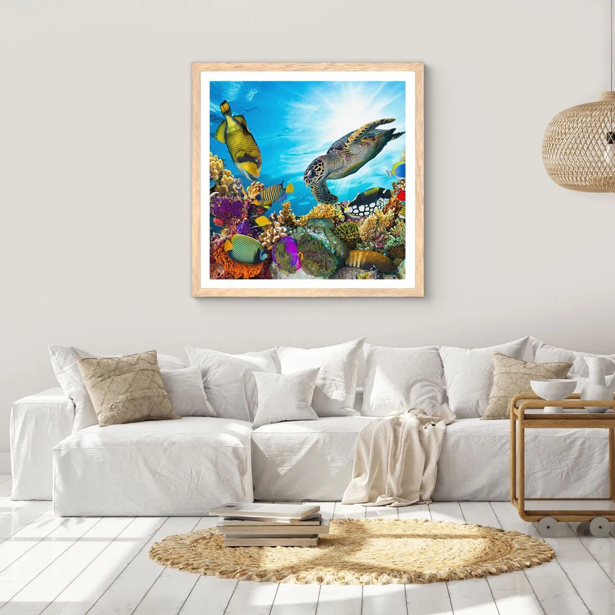 Pôster com moldura de carvalho claro - Alameda dos corais - 40x40 cm